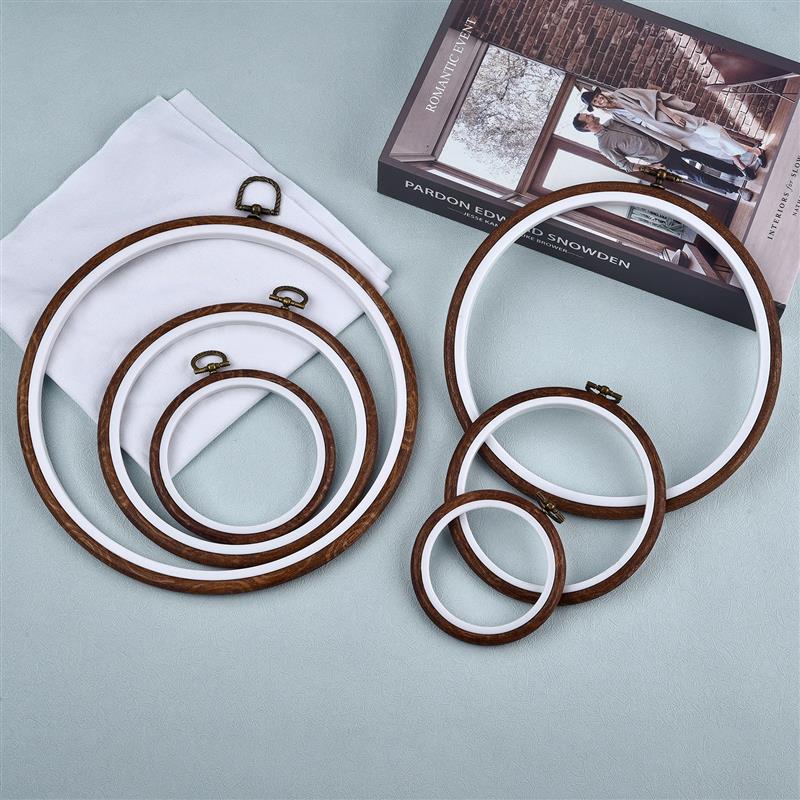 Embroidery Hoop Stand - Yuvarlak Oval ahşap renk gergef s