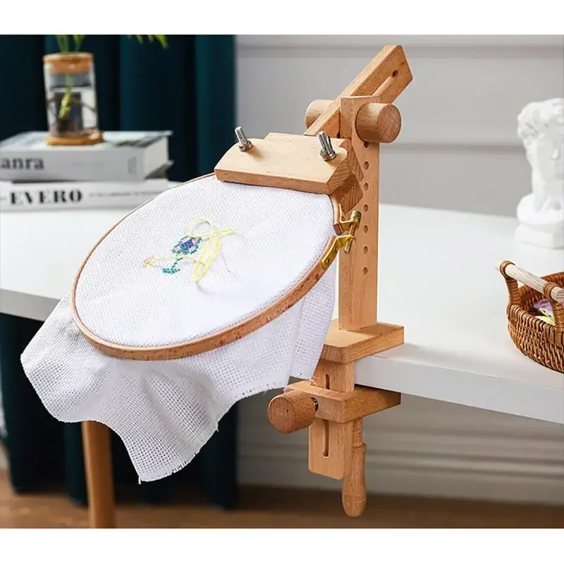 Embroidery Hoop Stand - 360 ° Döndürülebilir Ayarlanabilir Masaüstü Ahşap