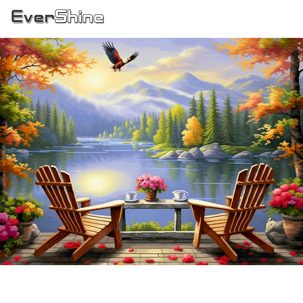 Embroidery Unique Design - Evershine Sayılı Çapraz Dikiş Dağ Manzarası