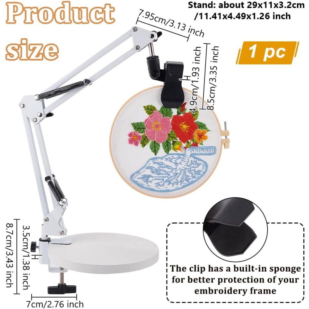Beyaz Nakış Masa Standı Kiti 8 - Embroidery Hoop Stand incelemesi ve fiyatı