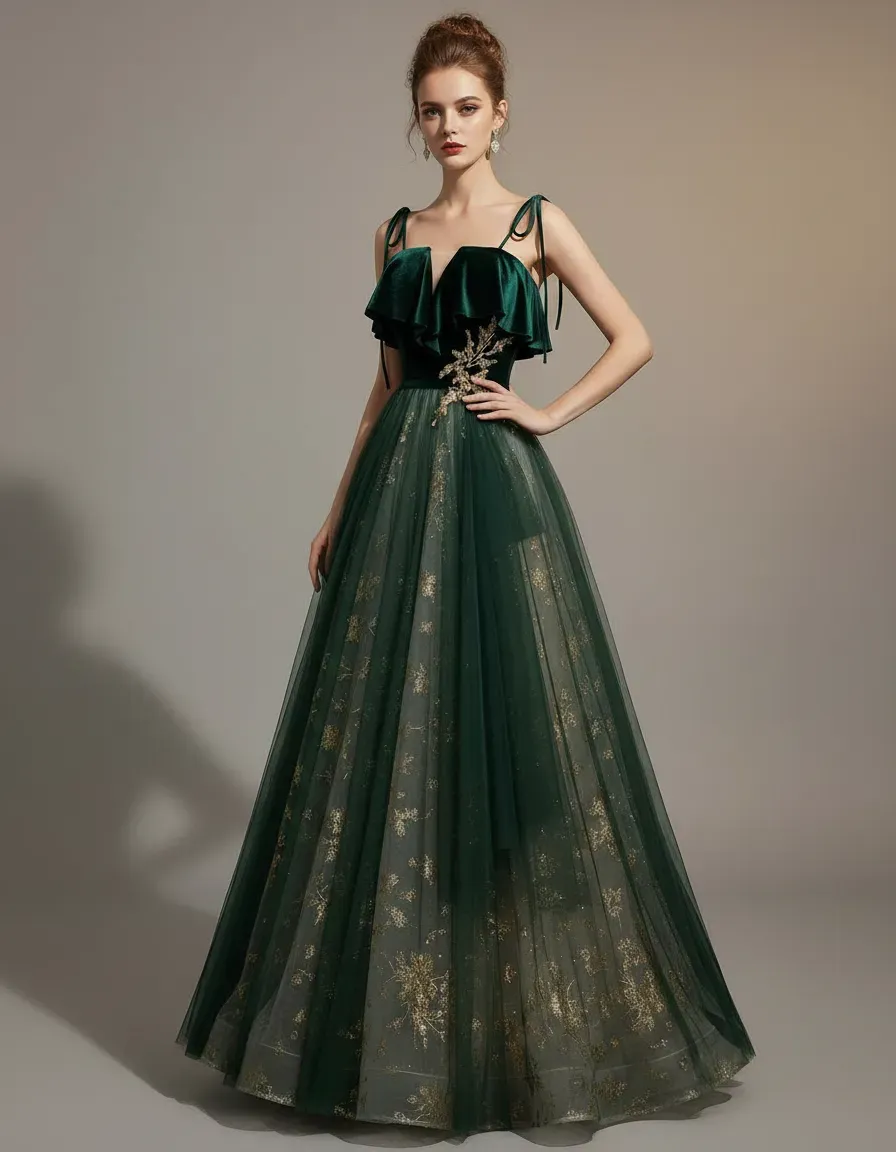 Zümrüt Yeşili Kadife Üst Tül E - Embroidery Gold incelemesi ve fiyatı