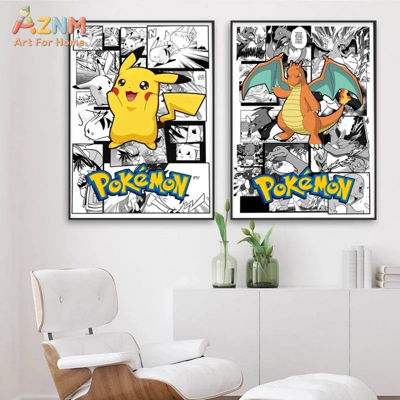 AZNM Pokemon Charizard Pikachu - Embroidery Wall Art incelemesi ve fiyatı